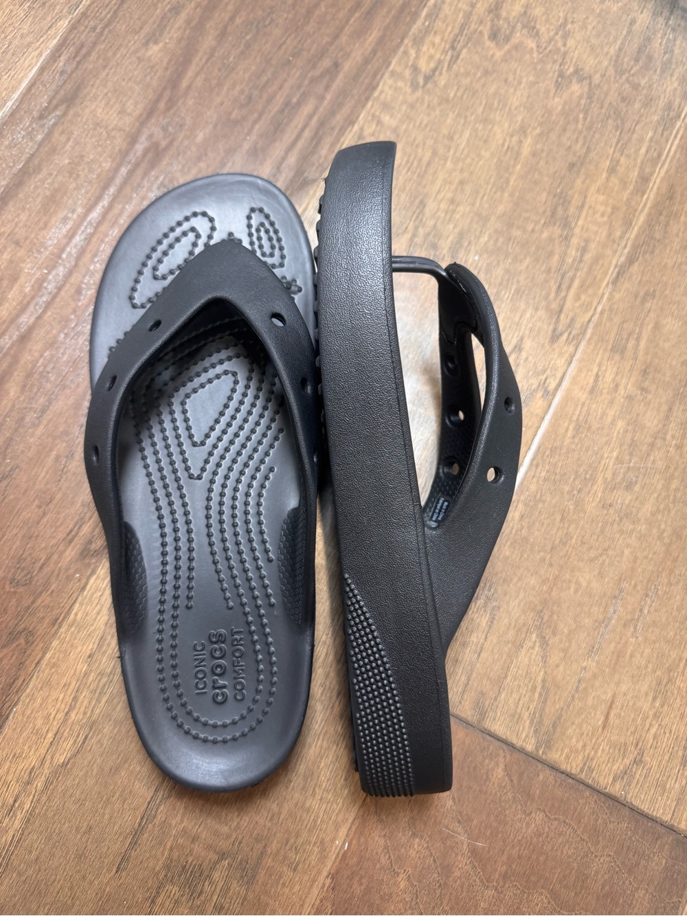 CROCS Black Platform Flip-Flop Thong Sandals Black - Size 9 Women